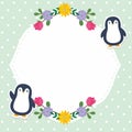 Cute Frame / Border with Adorable Penguin Vector