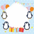 Cute Frame / Border with Adorable Penguin Vector