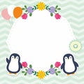 Cute Frame / Border with Adorable Penguin Vector