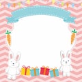 Cute Frame / Border with Adorable Rabbit / Bunny Vector