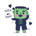 Cute frankenstein monster vector, halloween character Illustration