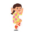 Cute Freckled Girl Jumping with Joy and Excitement Vector Illustration