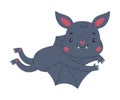 Cute freindly flying bat. Halloween symbol. Funny mascot character cartoon vector illustration