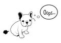 Cute French Bulldog Fart Black and White Concept Vector.