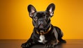 Cute French Bulldog puppy sitting, looking at camera, adorable generated by AI Royalty Free Stock Photo