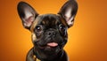 Cute French bulldog puppy sitting, looking at camera, adorable generated by AI Royalty Free Stock Photo