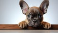 Cute French bulldog puppy sitting, looking at camera with curiosity generated by AI Royalty Free Stock Photo