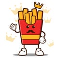 Cute french fries king cartoon mascot character