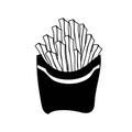 Cute French Fries Vector Lineart - Monochrome Fast Food Illustration