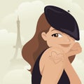 Cute french woman vector