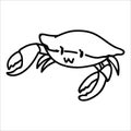 Cute fresh crab lineart cartoon vector illustration motif set. Hand drawn isolated crustacean elements clipart for marine life Royalty Free Stock Photo