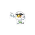 Cute fried egg cartoon character design style with black glasses