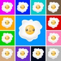 Cute fried egg icon - emblem vector set