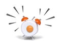 Cute fried egg shape alarm clock ringing. Royalty Free Stock Photo