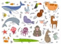 Cute friendly animal vector set Royalty Free Stock Photo