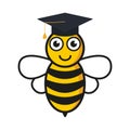 Cute friendly bee in graduate hat