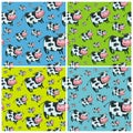 Cute friendly cow pattern set 4 Royalty Free Stock Photo