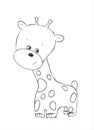 Cute friendly kitten giraffe , giraffe animal, animal world, illustration, painting, coloring book, children`s books