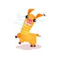 Cute friendly llama alpaca cartoon character vector Illustration on a white background