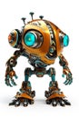 Cute friendly orange robot isolated on whitebackground. Created using generative AI