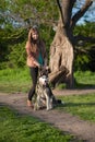 Cute and friendly photo of girl and her dog Royalty Free Stock Photo