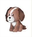 Cute friendly puppy dog , doggy  animal, animal kingdom, illustration, dog head emblem, paiting  coloring book, children`s books Royalty Free Stock Photo