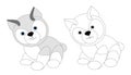 Cute friendly puppy dog , doggy  animal, animal kingdom, illustration, dog head emblem, paiting  coloring book, children`s books Royalty Free Stock Photo