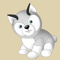 Cute friendly puppy dog , doggy  animal, animal kingdom, illustration, dog head emblem, paiting  coloring book , children`s books Royalty Free Stock Photo