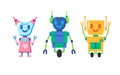 Cute and friendly robot clipart collection of humanoid colorful cartoon illustration toys for kids Royalty Free Stock Photo