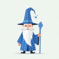 Cute and Friendly Wizard Mascot with a Magic Staff, vector design Generative AI Royalty Free Stock Photo