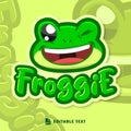 Cute Smiling Frog Logo Mascot