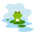 Cute frog cartoon on isolated white background. Vector Royalty Free Stock Photo