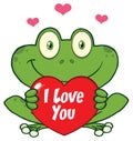 Cute Frog Cartoon Mascot Character Holding A Valentine Love Heart Royalty Free Stock Photo