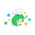 Cute frog chef cartoon vector