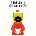 Cute frog Christmas card Royalty Free Stock Photo