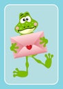 Cute frog holding love envelope Royalty Free Stock Photo