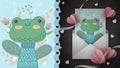 Cute frog - idea for greeting card. Royalty Free Stock Photo
