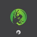 Cute frog logo design template vector illustration, green frog art logo design inspiration