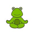 Cute frog is meditating or doing yoga. Animal cartoon concept isolated. Can used for t-shirt, greeting card, invitation card or Royalty Free Stock Photo