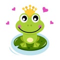 Cute Frog prince with hearts Royalty Free Stock Photo