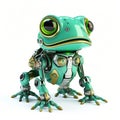 Cute frog robot, robotic animal isolated over white background. Created with generative Ai
