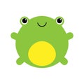 Cute frog smiling. Kawaii style frog drawing. Baby frog looking curious. Funny minimalistic cartoon character. Isolated