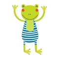 Cute frog in a swimsuit cartoon character illustration. Royalty Free Stock Photo