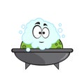 Cute frog taking bubble bath in bathtub. Cute cartoon animal illustration