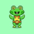 cute frog wins boxing match illustration Royalty Free Stock Photo