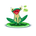 A cute frogling says ribbit. Vector illustration. Royalty Free Stock Photo