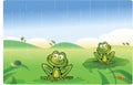 Cute frogs cartoon with background