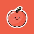 Cute red apple fruit cartoon character with happy smiling expression. Royalty Free Stock Photo