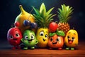 Cute fruit cartoon characters isolated illustration Royalty Free Stock Photo