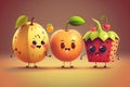 Cute fruit cartoon characters isolated illustration Royalty Free Stock Photo